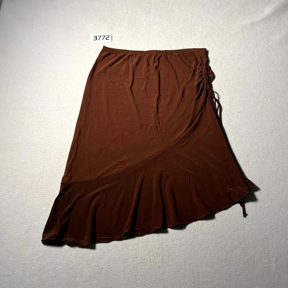 Vintage Claudia Richard A Line Skirt Womens Medium Brownβ Asymmetrical Hem